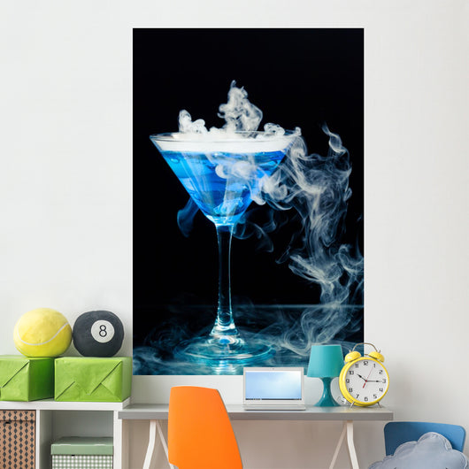 Blue Cocktail With Splash and Ice Vapor 