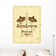 Vintage style menu cover with sombreros and cutlery Wall Mural