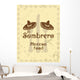 Vintage style menu cover with sombreros and cutlery Wall Mural
