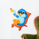 Cute penguin sitting on beach chair Wall Decal