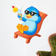 Cute penguin sitting on beach chair Wall Decal