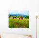 There horses grazing grass Wall Mural