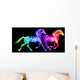 Colorful Fire Horses. Wall Mural