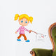 Cute girl walking with dog Wall Decal