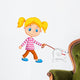 Cute girl walking with dog Wall Decal