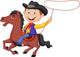 Cowboy Rider on the Horse Throwing Lasso 