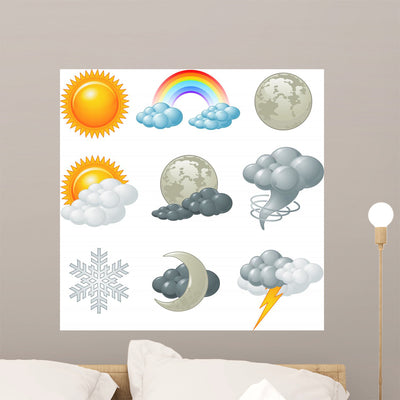 Weather Icons Wall Stickers shown on a wall
