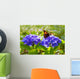  Purple Hortensia flowers and butterfly. Wall Mural