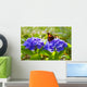  Purple Hortensia flowers and butterfly. Wall Mural