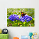  Purple Hortensia flowers and butterfly. Wall Mural