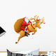 Santa Reindeer with Christmas Wall Decal