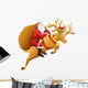 Santa Reindeer with Christmas Wall Decal