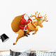 Santa Reindeer with Christmas Wall Decal