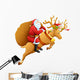 Santa Reindeer with Christmas Wall Decal