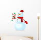 Traditional Snowman with Candy Cane Wall Decal