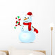 Traditional Snowman with Candy Cane Wall Decal
