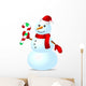 Traditional Snowman with Candy Cane Wall Decal