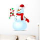 Traditional Snowman with Candy Cane Wall Decal