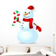 Traditional Snowman with Candy Cane Wall Decal