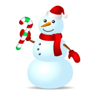 Traditional Snowman with Candy Cane Wall Decal