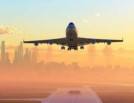 Airplane Taking off Sunrise Wall Decal