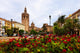 Plaza de la Reina and Micalet tower and Cathedral in Valencia Wall Mural