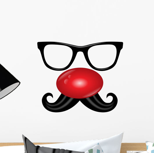 Faschingsmaske Rote Nase Nerdbrille Wall Decal