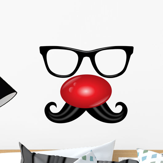 Faschingsmaske Rote Nase Nerdbrille Wall Decal