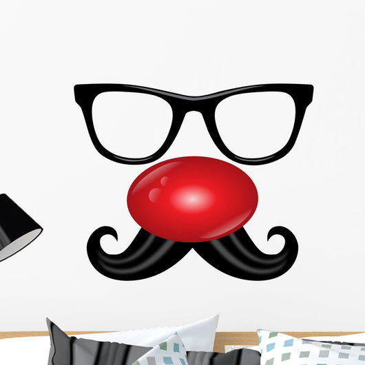Faschingsmaske Rote Nase Nerdbrille Wall Decal