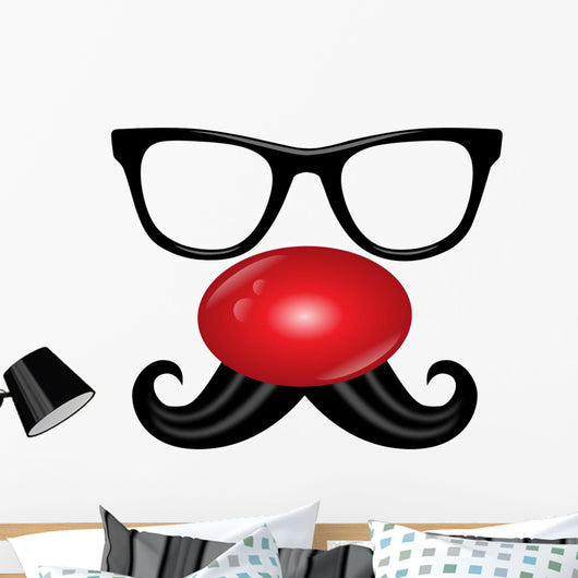 Faschingsmaske Rote Nase Nerdbrille Wall Decal
