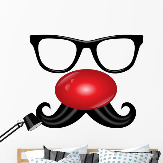 Faschingsmaske Rote Nase Nerdbrille Wall Decal