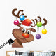 Rudolph Reindeer with Santa Hat and Christmas Baubles Wall Decal
