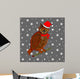 A Christmas owl on a snowing background Wall Mural