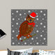 A Christmas owl on a snowing background Wall Mural