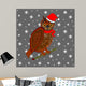 A Christmas owl on a snowing background Wall Mural