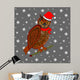 A Christmas owl on a snowing background Wall Mural