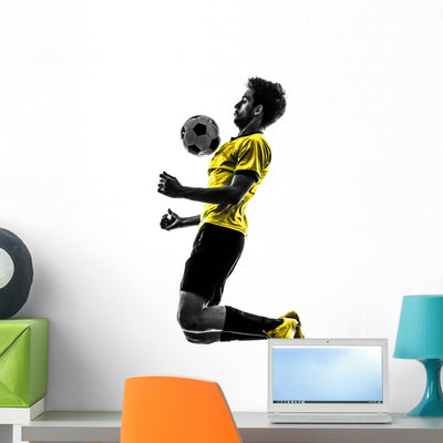 Brazilian Soccer Futbol Player Wall Decal shown on a wall