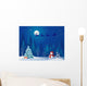 Santa sleigh and greeting snowman Wall Mural