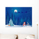 Santa sleigh and greeting snowman Wall Mural