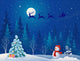 Santa sleigh and greeting snowman Wall Mural