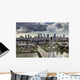 Warsaw skyline behind the bridge Wall Mural