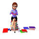 Young girl sitting on the pile of books Wall Decal
