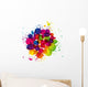 Colored splashes in abstract shape Wall Decal
