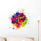 Colored splashes in abstract shape Wall Decal