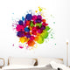 Colored splashes in abstract shape Wall Decal