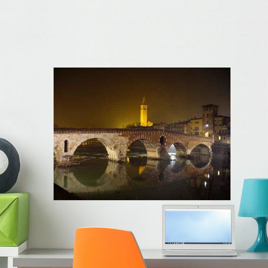 Verona Stone Bridge Night Wall Decal