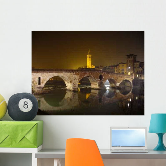 Verona Stone Bridge Night Wall Decal