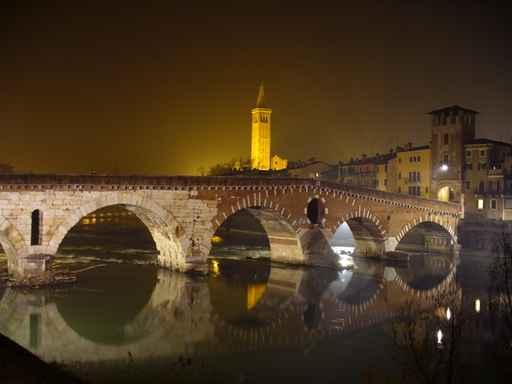 Verona Stone Bridge Night Wall Decal