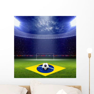 Soccer Staduim Brazil Flag shown on a wall