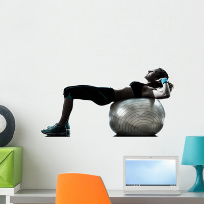 Woman Exercising Fitness Ball shown on a wall